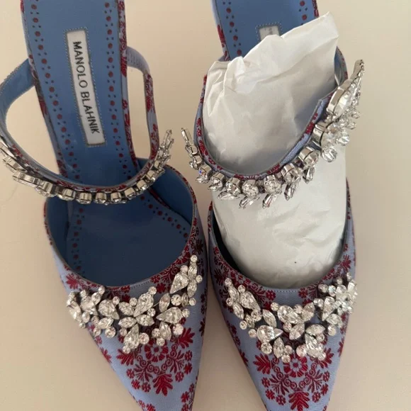 Manolo Blahnik lurum crystal embellished mules - BRAND NEW